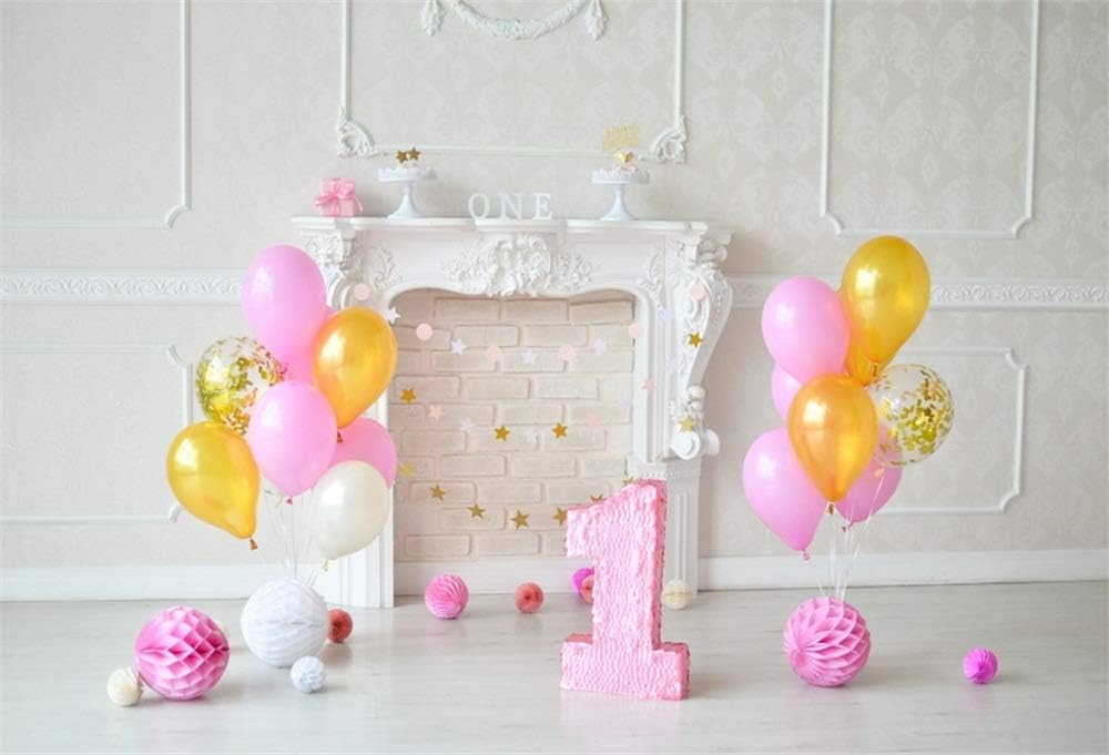 Amazon Com Ofila Girls First Birthday Decoration Backdrop 8x6