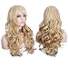 Blonde Wig Long Synthetic Wigs for Women with Bangs Heat Resistant with a Free Wig Cap & Gift Wrap Curly Cosplay Anxin (Blonde)