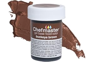 Chefmaster Buckeye Brown Gel Food Coloring | Vibrant Color | Professional-Grade Dye for Icing, Frosting, Fondant | Baking & Decorating | Fade-Resistant | Easy-to-Use | Made in USA | 1 oz