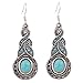 CrazyPiercing Tibetan Silver Oval Rimous Turquoise Crystal Drop Dangle Earrings