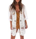 shermie Women's Floral Crochet Lace Beach Swimsuit Cover Ups Long Vintage Kimono Cardigan