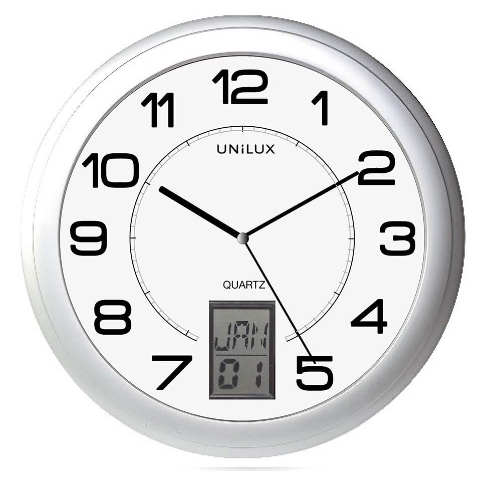 Unilux 100340853 30.5 cm Instinct Quartz Wall Clock with Daylight Saving Time Adjustment