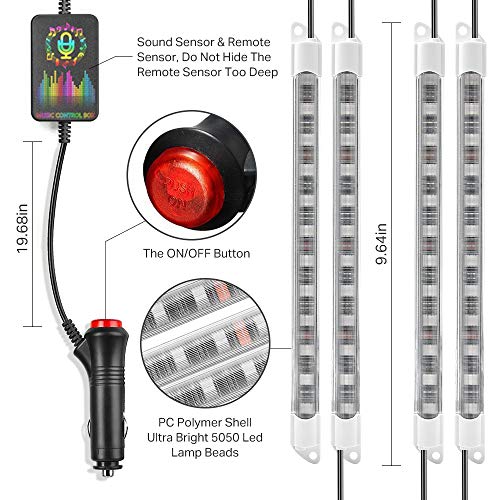 Wsiiroon Car Led Lights, 16 Colors Remote Control