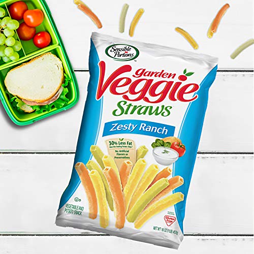Sensible Portions Garden Veggie Straws, Zesty Ranch, 16 Oz (Pack of 6