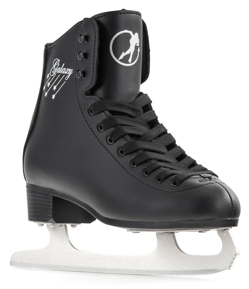 SFR Galaxy Figure Ice Skate with Pre-Sharpened Carbon Stainless Blade and Ergonomic Heel Design | Timeless and Elegant Women's and Men’s Ice Skating Nu-buck Sueded Feel Lining and Printed Side Details