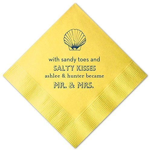 Beach Personalized Wedding Napkins Custom Name Decor Luncheon Dinner Napkins & Guest Towels 6