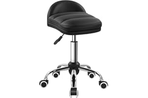 BFTOU Black Rolling Stool Chair with Wheel for Home Work SPA Massage Height-Adjustable and Cost-Effective Swivel Stool with Low Back