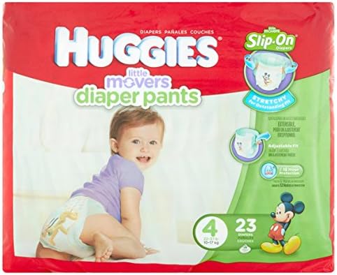 Branded HUGGIES Little Movers Slip-On Diaper Pants, Size 4, 23 Diapers , Weight 24-37lbs - Branded Diapers with fast delivery (Soft and Comfortable for Babies)