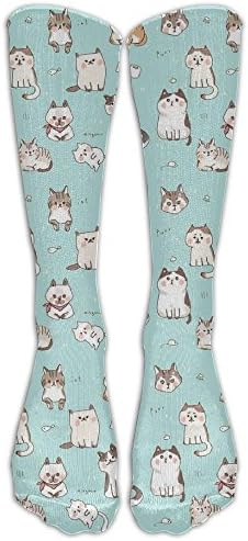 Cats Pattern Classic Crew Socks Stocking (Shoe Size 38-44) For Men And Women