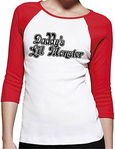 Merdoly Women's Harley Quinn Daddy's Lil Monster 3/4 Sleeve Baseball Shirt