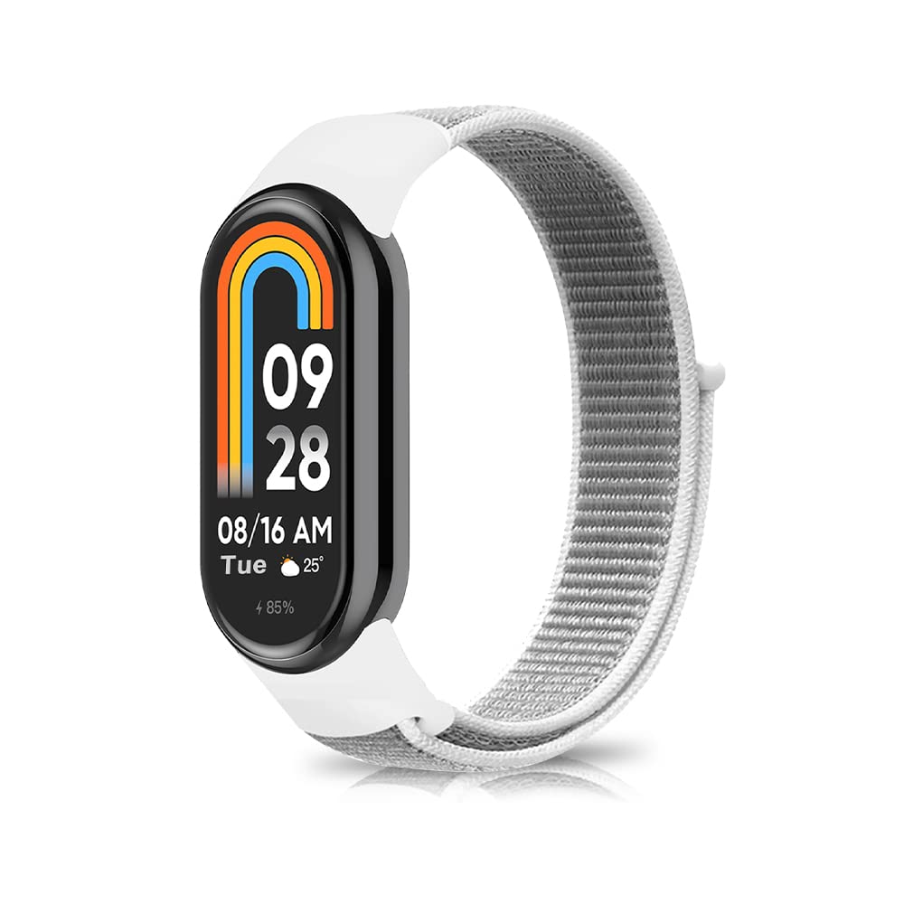 Niboow Strap Compatible with Xiaomi Smart Band 10/9 / 8, Men Women Children Nylon Soft Lightweight Breathable Watch Band for Xiaomi Mi Band 10/9 / 8 - White