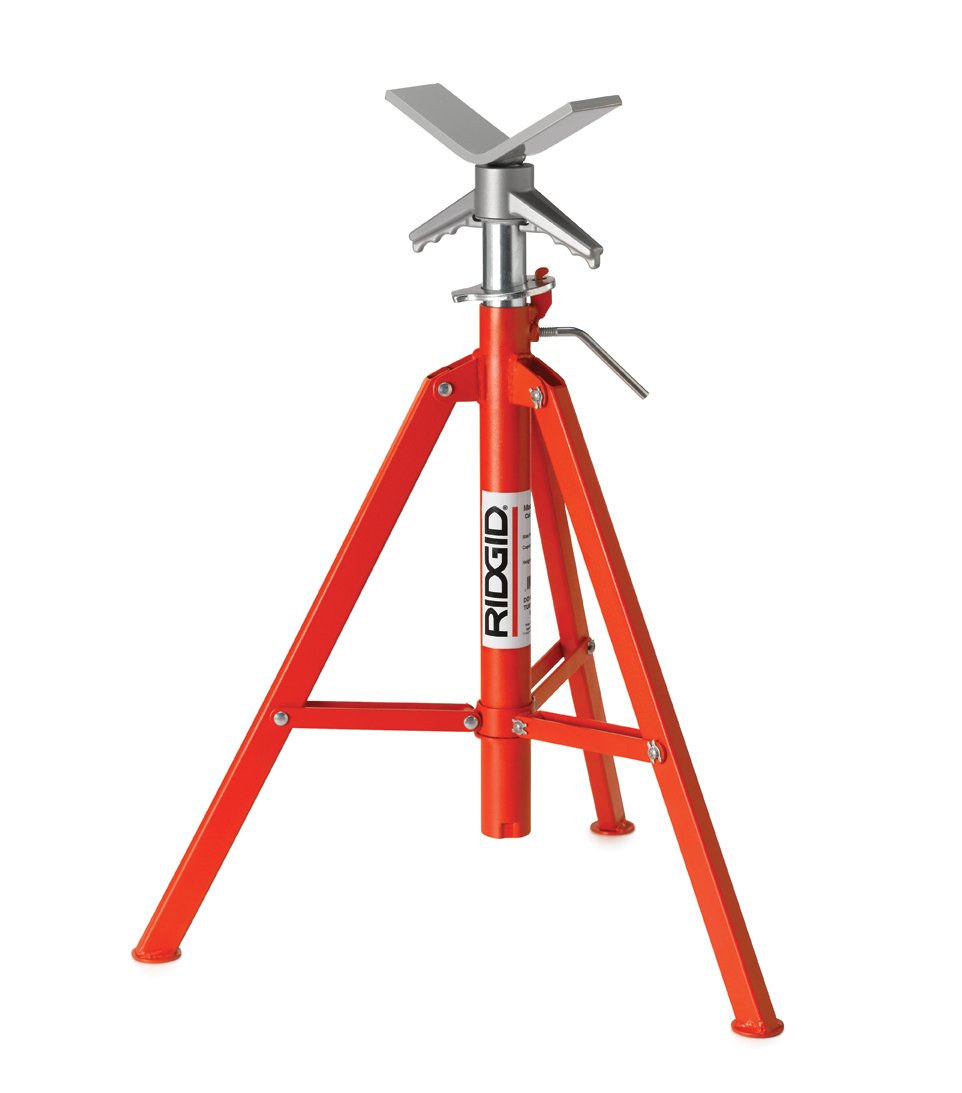 RIDGID 22168 Model VF-99 V Head High Folding Pipe Stand, 12-inch Pipe Stand,Red
