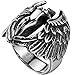 Men's 316L Stainless Steel Large Cross Angel Wing Unisex Ring Band Vintage Gothic Punk Biker Silver Black Size 13