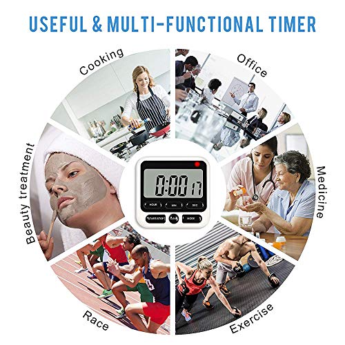 Digital Kitchen Timer for Cooking, Cooking Minute Second Timer Alarm Clock, Large LED Display, Loud Alarm, Magnetic Attaching/Stand, Suit for Cooking Baking Sports Games