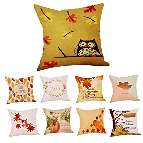 Clearance!!!Happy Fall Thanksgiving Day Home Decor Linen Turkey Pillow Case Cushion Cover (G) - Thumbnail 3