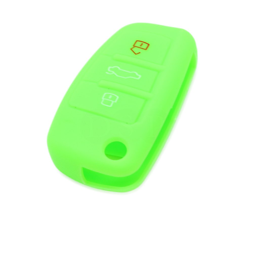 BROVACS Silicone Cover Protector Case Holder Skin Jacket Compatible with AUDI 3 Button Flip Remote Key Fob CV9820 Light Green