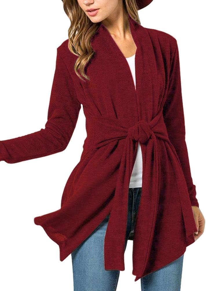 Spadehill Women's Tie Waist Lightweight Long Sleeve Cardigan