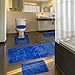 Effiliv Bathroom Rugs Set 5 Piece Memory Foam Mats + Eva Shower Liner, Extra Soft Anti-Slip Shower Large Bath Rugs – Happy Feet, Happy Life, Royal Blue