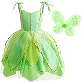 Dressy Daisy Green Fancy Fairy Halloween Costume Birthday Party Dress Up with Butterfly Wings for Toddler Girls Size 2T to 14