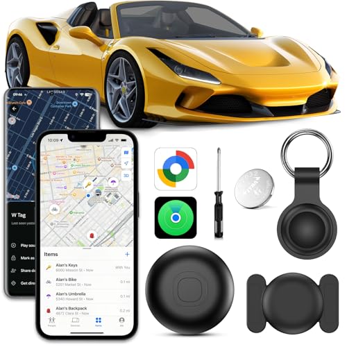 GPS Tracker per Auto, Localizzatore GPS per Auto senza Abbonamento, Compatibile con Android e iOS, IP68 Impermeabile, Magnetico Air Tracker GPS per Moto, Bici, Bagagli (nero)