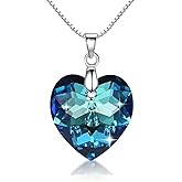 Crystalline Azuria Pendant Necklace For Women Heart Necklaces For Women With Crystals Sterling Silver Women's Jewelry 18 inches