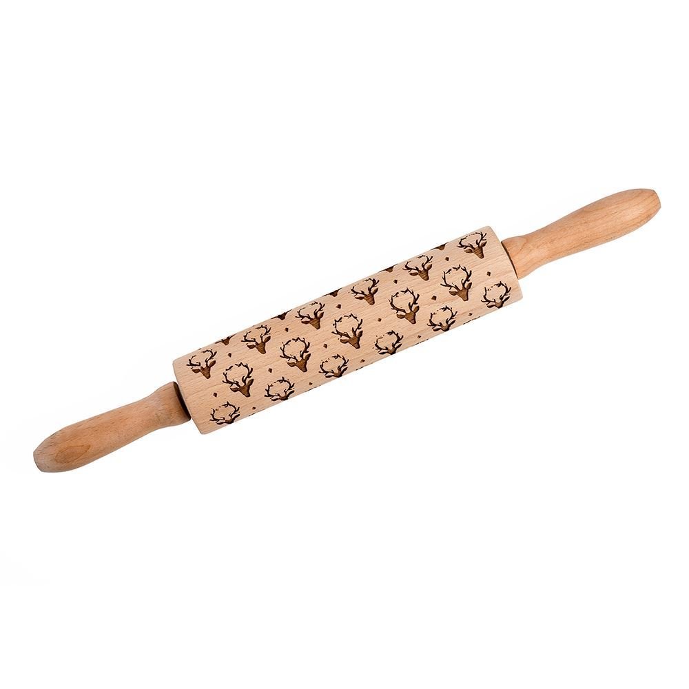 REINDEER Etched Wooden Rolling Pin from Eddingtons 38cm 15"