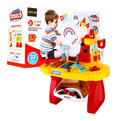 Baby Toy Power Workbench, kids Power Tool Bench Construction Set with