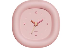mooas Cute Mini Analog Marshmallow Clock 6.9 Inch Aesthetic Small Silent Bedside Desk Clock Battery Operated Non-Ticking Shelf Clocks for Décor Livingroom Bedroom Kitchen Desktop Gift Clock(Peach)