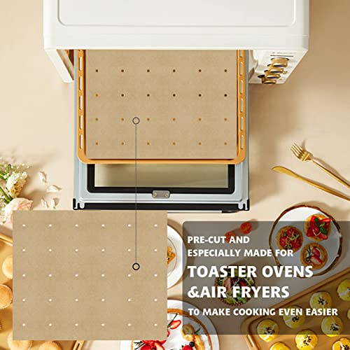 100 PCS Unbleached Parchment Paper, Perforated Square Liners for