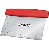GINKGO Stainless Steel Bench Scraper, 6 inch Multi-Function Kitchen Scraper Can Be Used as Pastry Cake Dough Pizza Food Cutte