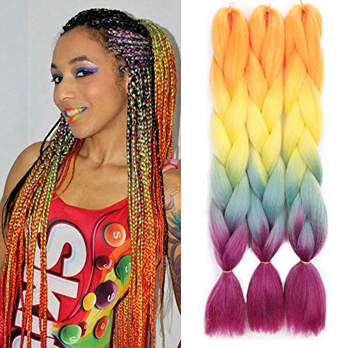 Aisi Beauty Jumbo Braiding Hair Extensions For Cosplay Rainbow