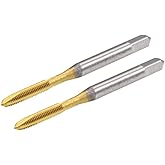uxcell Spiral Point Plug Threading Tap M3 x 0.5 Thread, Ground Threads H2 3 Flutes, High Speed Steel HSS 6542, Titanium Coate