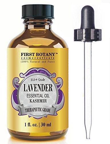 Kashmir Lavender Essential Oil with a Glass Dropper - 1 fl. oz - 100% Natural – Ideal for Aromatherapy, Massages, Hair Care and Skin Care, Bug Repellent & Acne Treatment