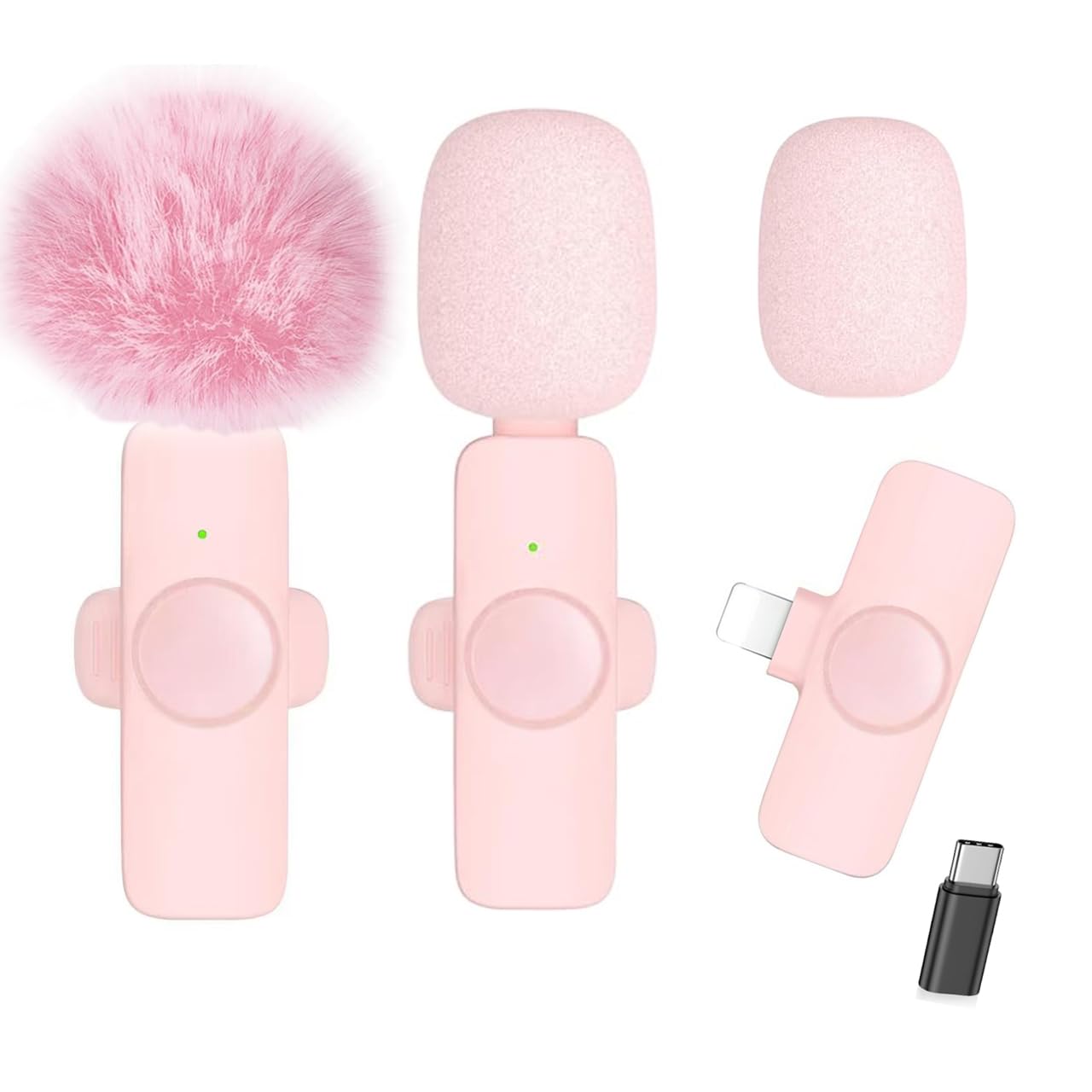 2 Pack Professional Wireless Lavalier Microphone for iPhone 16 iPad Android Phone, Lapel Mics Plug-Play Clip on Lapel Mini Mic for YouTube, Recording, Vlog, Facebook Live