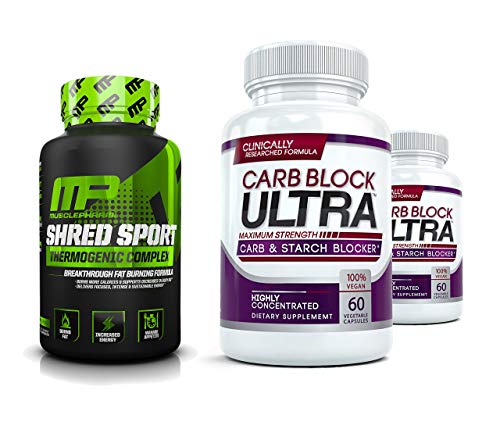 Shred Sport (60 Capsules) & Carb Block Ultra (2 Bottles) - Professional Strength Fat Burning, Weight Loss Package. Double Your Results!