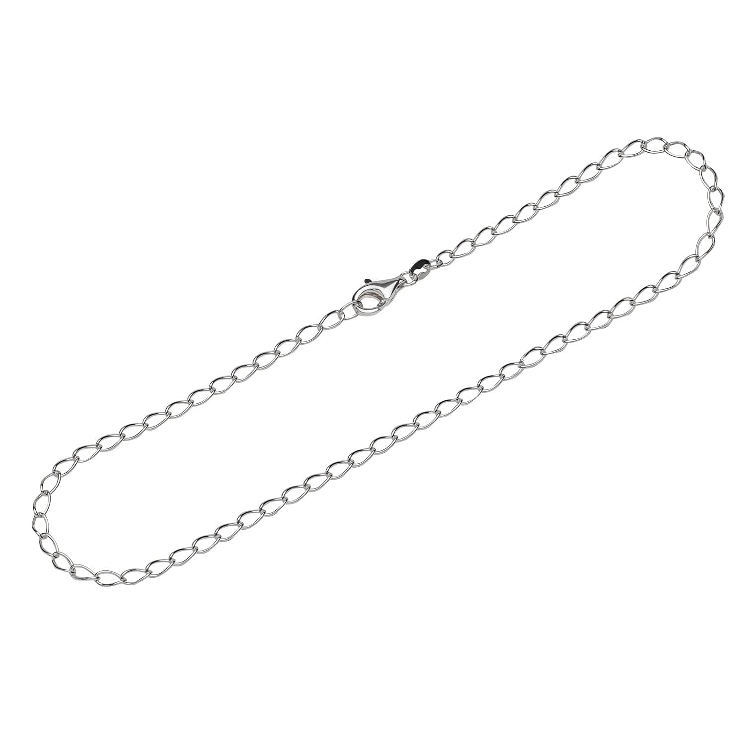 NKlaus anklet 925 Sterling Silver 26cm long curb chain round ladies anklet 12553