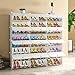 KOUSI Portable Shoe Rack Shoes Cabinet Organizer 48 Pair Tower Shelf Storage Cabinet Stand Expandable for Heels, Boots, Slippers， 8 Tier White