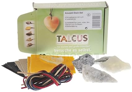 matches21 Speckstein Bastelset Amulettstein-Set 22-teilig inkl. Steine Bänder Schleifpapier Glanzöl & Anleitung