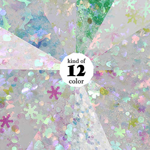 Holographic Chunky Glitter 12 Boxes Face Body Eye Hair Nail Festival Different Size and Colors Powder Glitter Mixed Paillette Sparkles Tips