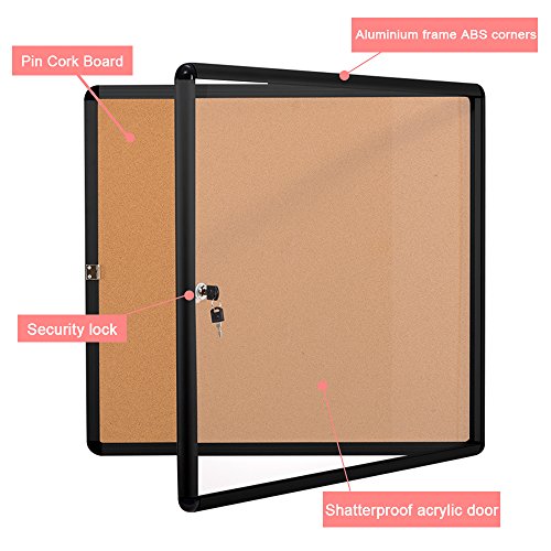 Swansea Lockable Noticeboard Bulletin Pin Cork Boards Tamper Proof with Mounting Screws 28Ã—26 inch (6xA4)