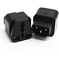 ANRANK IC141320AK UPS IEC C14 to Universal Female EU US UK AU C13 Socket Power Adapter AC Plug (2 Pack)