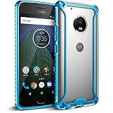 Poetic Affinity Slim Fit Moto G5 Plus Clear Case With Anti-Slip Side Grip and Reinforced Corner Protection Bumper for Motorola Moto G5 Plus (2017) Blue/Clear