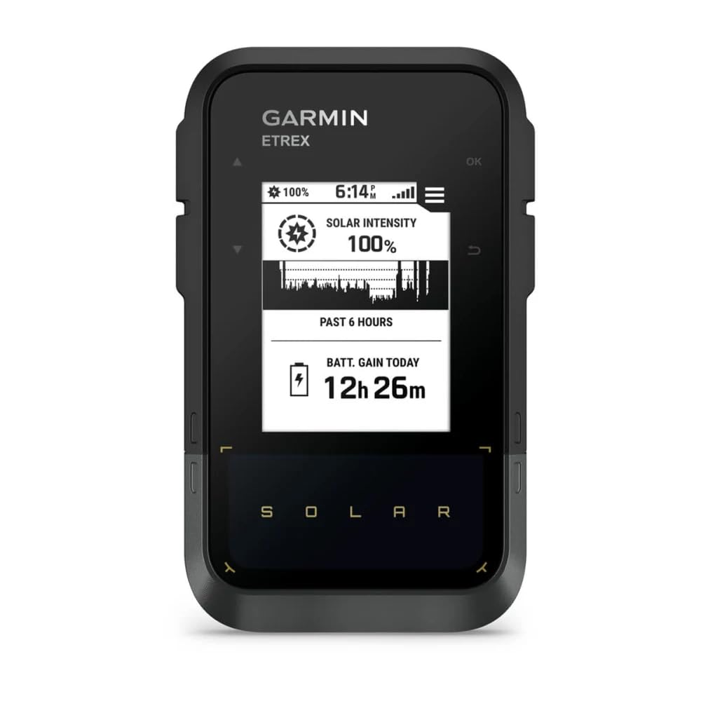 Garmin eTrex® Solar, GPS Handheld Navigator, Unlimited Battery Life, Water Resistant