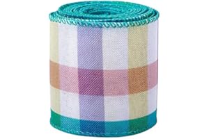 SIMISI RIBBON Wired Burlap Ribbon Easter Egg Bunny Ribbons Craft Ribbon for Easter Day DIY Present Wrapping, Home Decoration, 2-1/2 inch, 6 Yards