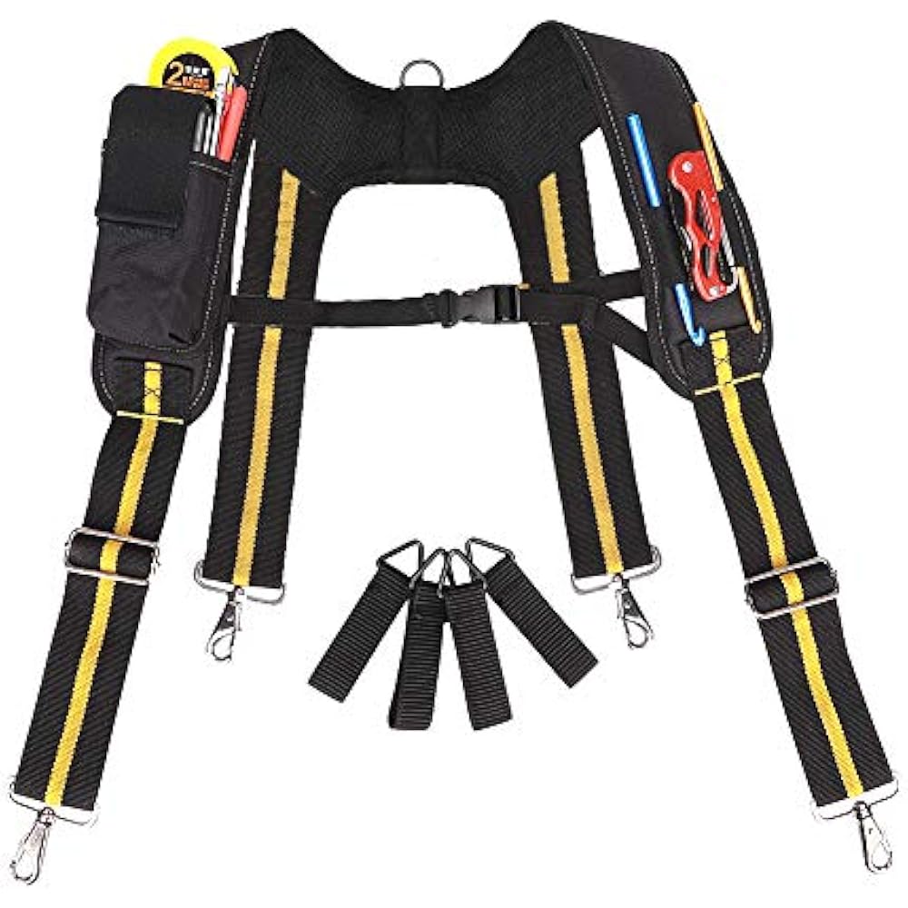 Work Belt Suspenders Electrician Tool With Pencil Sleeve Padded Phone