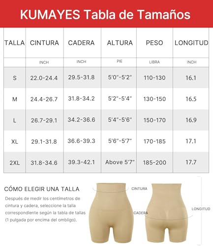KUMAYES Short Licra de Cintura Alta, Boxer Sin Costuras para Mujer, Ropa Interior Control de Abdomen, Calzon Postparto Suave Levanta Glúteos, Transpirable