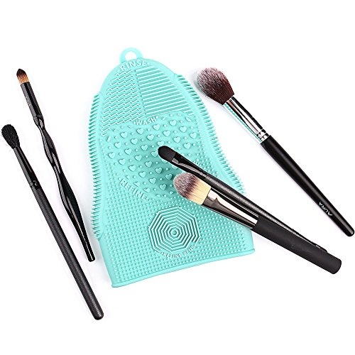 ScivoKaval Makeup Brush Cleaner Glove Mat Mitt Silicone Cosmetic Cleaning Scrubber Tool Face Brushes and Eye Brush Washing Pad Mint Green