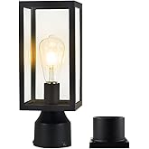 Windben Outdoor Post Light,Waterproof Cast Aluminium Lamp Post Light Fixture,Post Lantern with Pier Mount Base,Matte Black,13