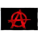 rhungift Anarchy Flag 3x5 Ft Outdoor Large For Anarchists cause, Moderate-Outdoor Both Sides Heavy 100D Polyester,Canvas Header and Double Stitched -Arnachism Movement Flags