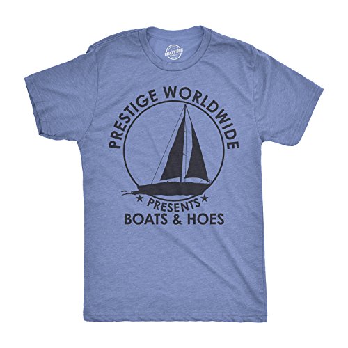 Crazy Dog T-Shirts Mens Prestige Worldwide Boats and Hoes Tshirt Funny Comedy Movie Quote Tee for Guys -L